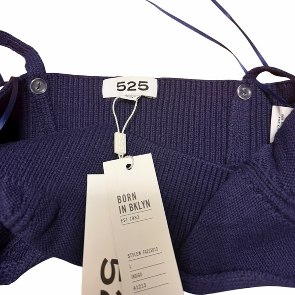 525 America NWT Women's Indigo Cotton Sweater Bralette Top size L - Picture 3 of 6